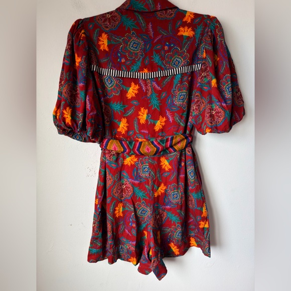 FARM RIO ANTHROPOLOGY Floral Red ROMPER - Picture 12 of 16
